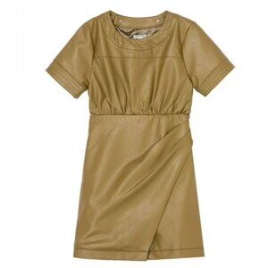 Habitual Girls Gold Faux Leather Short Sleeve Dress Size 12 NWT